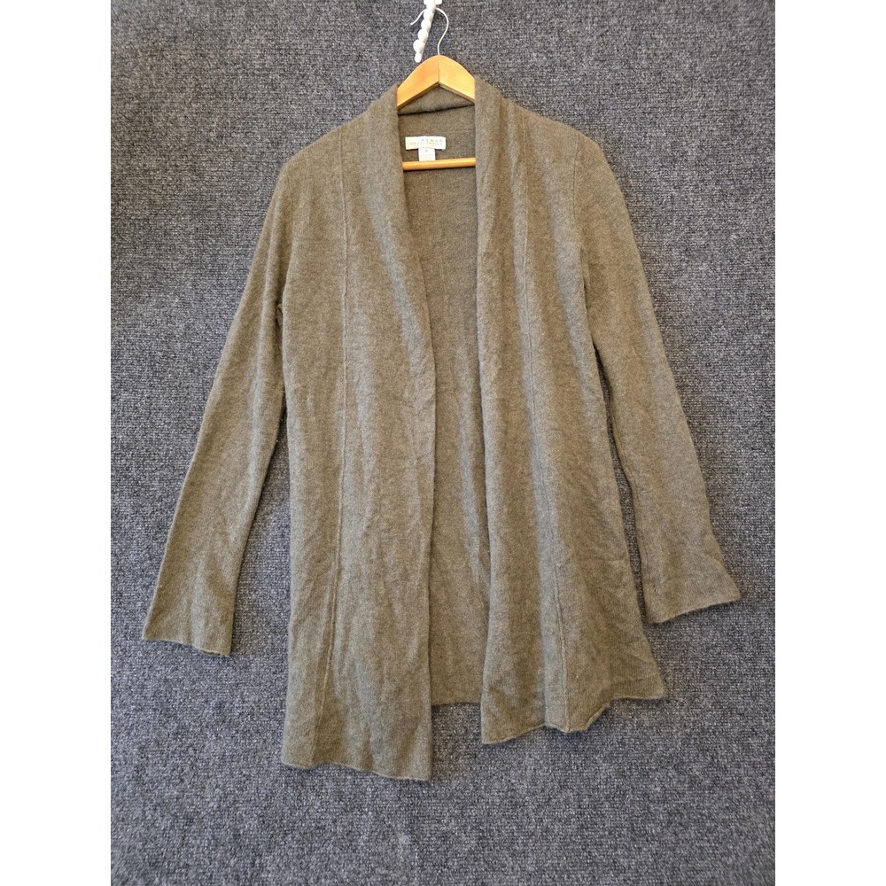 Kenar Cardigan Sweater Womens Medium Green 100% Cashmere Open Front Longline